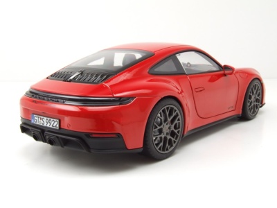 Porsche 911 992 Carrera 4 GTS 2024 indisch rot Modellauto 1:18 Norev