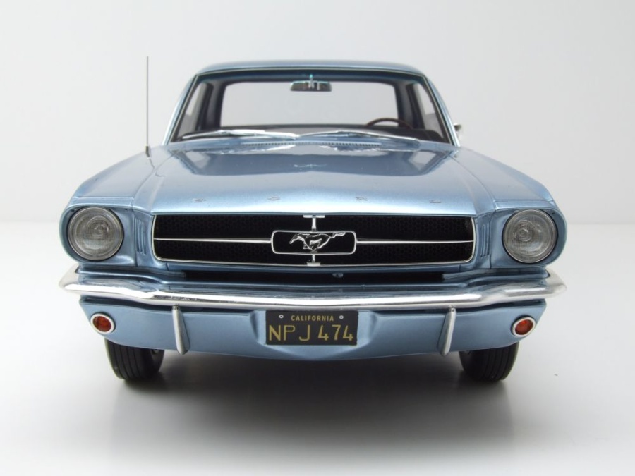 Miniature Otto Mobile Ford Mustang V8 Hardtop Coupé 1965, Bleu Métallique, échelle 1/12, Résine