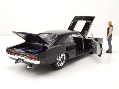Dodge Charger R/T 1970 schwarz Fast & Furious mit Dom Figur Modellauto 1:24 Jada Toys