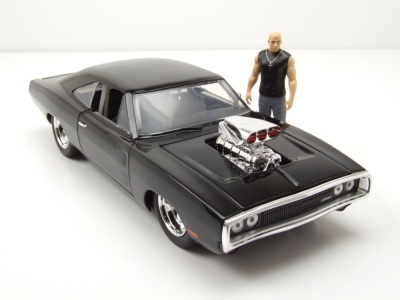 Dodge Charger R/T 1970 schwarz Fast & Furious mit Dom Figur Modellauto 1:24 Jada Toys