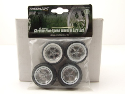 Reifen und Felgen Set Custom Hot Rod 5-Spoke chrom (4...