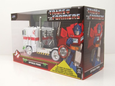 Optimus Prime Transformers Ghostbusters Ecto-1 weiß Modellauto 1:24 Jada Toys