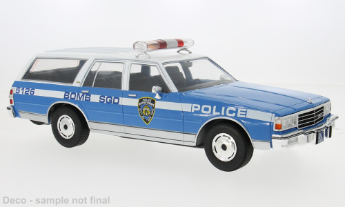 Chevrolet Caprice Estate Wagon Kombi NYPD Police 1985 blau weiß Modellauto 1:18 MCG