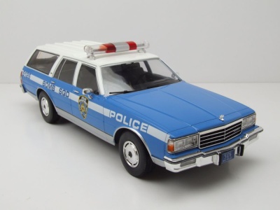 Chevrolet Caprice Estate Wagon Kombi NYPD Police 1985 blau weiß Modellauto 1:18 MCG