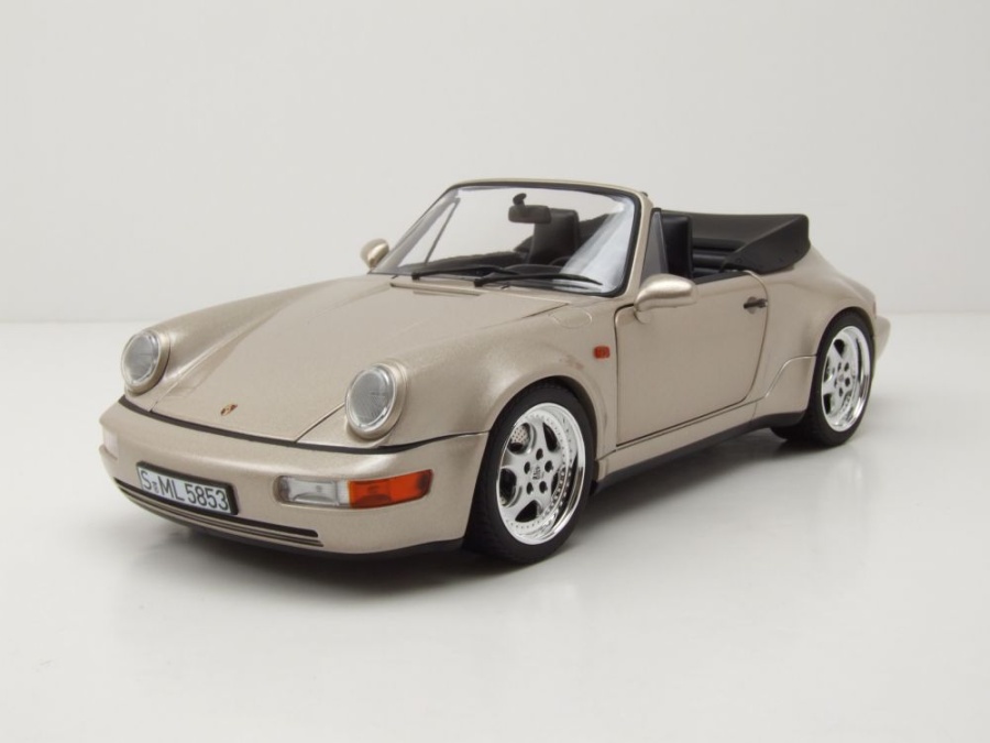 Porsche 911 964 Carrera 2 Turbo Look Cabrio 1992 silber Modellauto 1:18 Norev