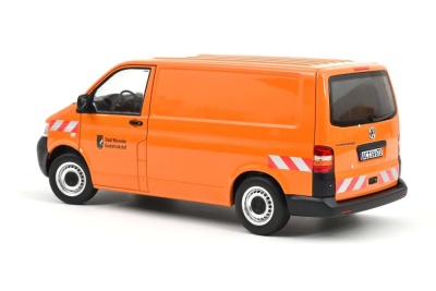VW T5 Bus Transporter Betriebshof Würselen 2003 orange Modellauto 1:18 Norev