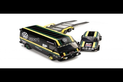 VW LT35 mit Anhänger + Golf 1 GTI #10 Rallye Tour de France 1981 schwarz Modellauto 1:18 Ottomobile