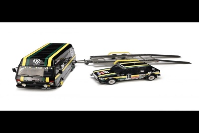 VW LT35 mit Anhänger + Golf 1 GTI #10 Rallye Tour de France 1981 schwarz Modellauto 1:18 Ottomobile
