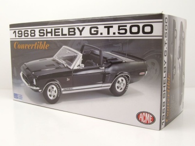 Shelby Ford Mustang GT350KR Convertible 1968 schwarz weiß Modellauto 1:18 Acme
