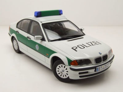 BMW 3er E46 Limousine Polizei 1999 weiß grün Modellauto 1:18 KK Scale