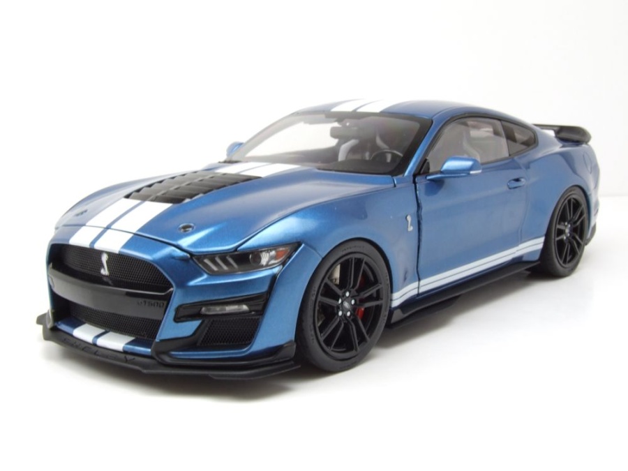 Ford Shelby Mustang GT500 2022 blau metallic weiß Modellauto 1:18 ixo models