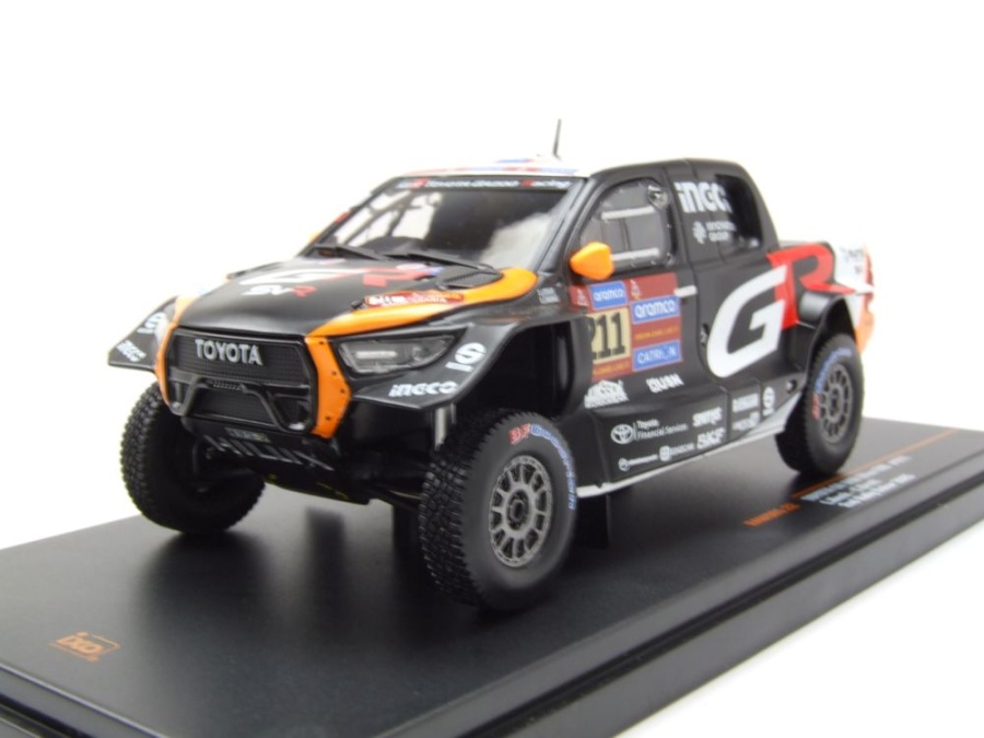 Toyota GR DKR Hilux Evo T1+ #211 Rallye Dakar 2025 schwarz Henk Brett Modellauto 1:43 ixo models