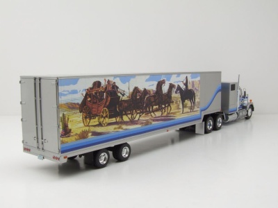 GMC General Koffer Sattelzug 1980 silber blau Modellauto 1:43 ixo models