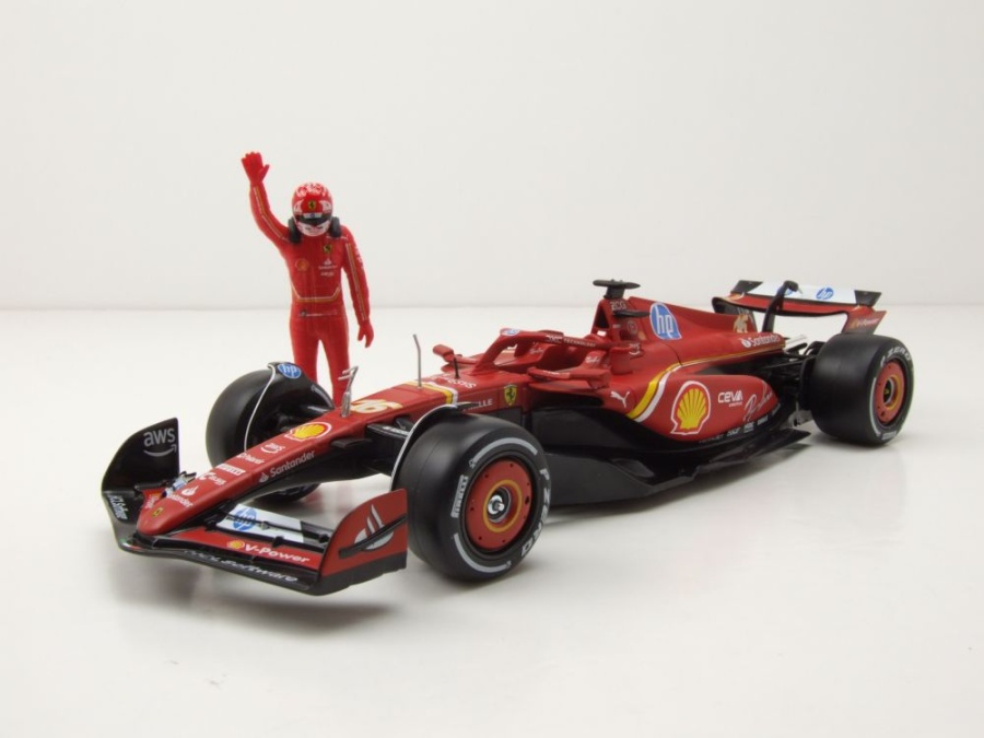 Ferrari SF24 #16 Formel 1 2024 mit Leclerc Figur Modellauto 1:24 Bburago