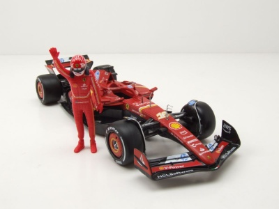 Ferrari SF24 #16 Formel 1 2024 mit Leclerc Figur Modellauto 1:24 Bburago