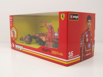 Ferrari SF24 #16 Formel 1 2024 mit Leclerc Figur Modellauto 1:24 Bburago