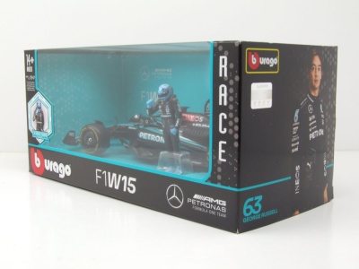Mercedes AMG W15 E #63 Formel 1 2024 mit Russel Figur Modellauto 1:24 Bburago