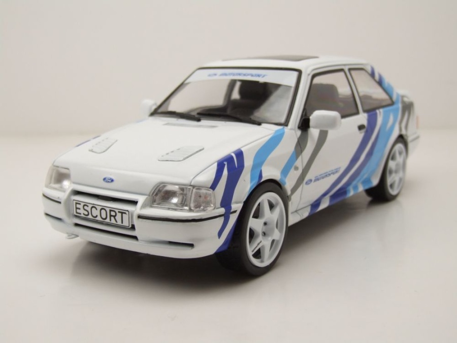 Ford Escort MK4 RS Turbo S2 1990 weiß blau Modellauto 1:18 MCG