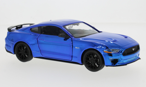 Ford Mustang GT 2018 chrom blau Modellauto 1:24 Motormax