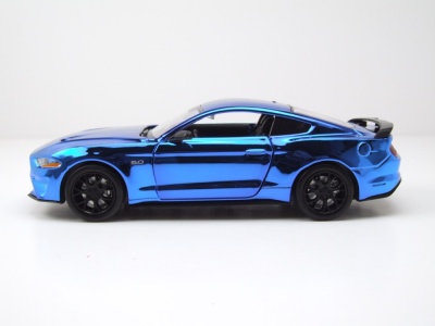 Ford Mustang GT 2018 chrom blau Modellauto 1:24 Motormax