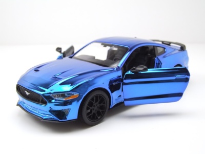 Ford Mustang GT 2018 chrom blau Modellauto 1:24 Motormax