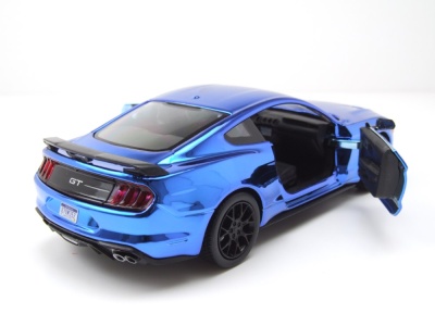 Ford Mustang GT 2018 chrom blau Modellauto 1:24 Motormax