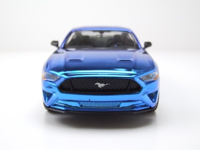 Ford Mustang GT 2018 chrom blau Modellauto 1:24 Motormax