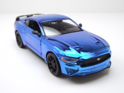 Ford Mustang GT 2018 chrom blau Modellauto 1:24 Motormax