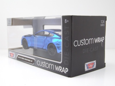 Ford Mustang GT 2018 chrom blau Modellauto 1:24 Motormax