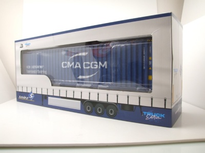 Container Anhänger CMA CGM 2024 blau Modellauto 1:24 Solido