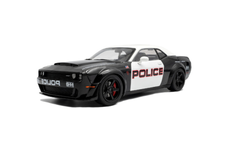 Dodge Challenger SRT Demon Highway Police 2023 schwarz weiß Modellauto 1:18 Solido