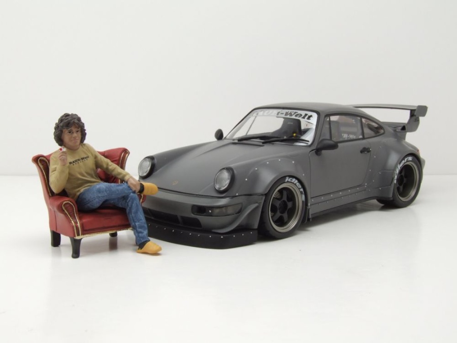Porsche RWB RAUH-Welt Bodykit Nardo grau mit Figur Modellauto 1:18 Solido