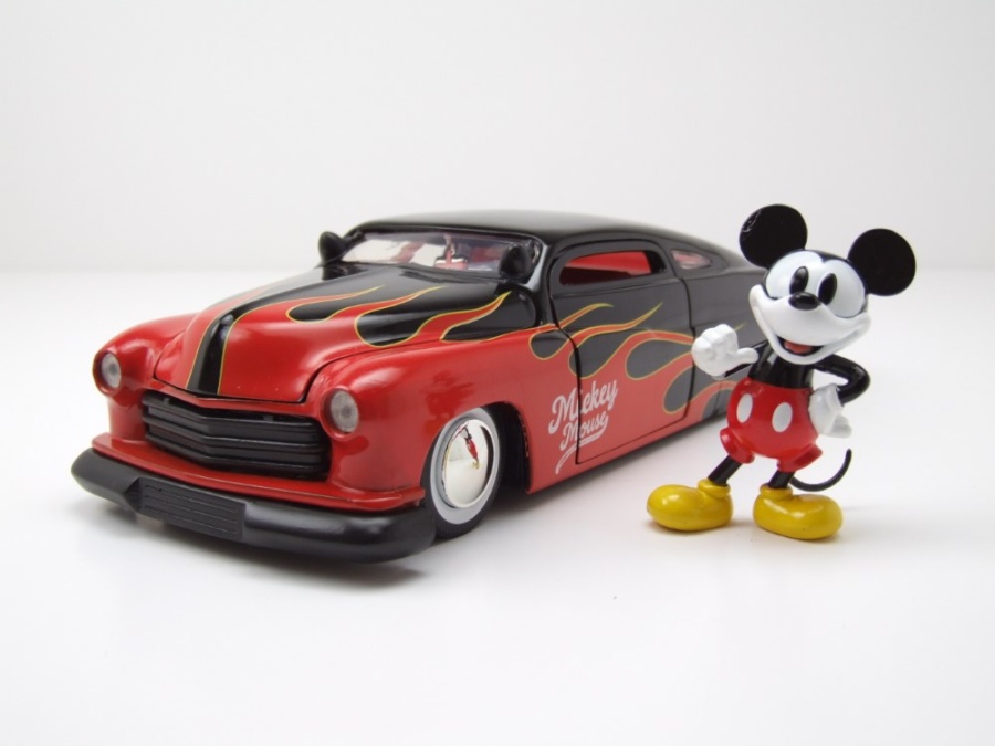 Mercury Coupe 1951 schwarz rot mit Mickey Mouse Figur Modellauto 1:24 Jada Toys