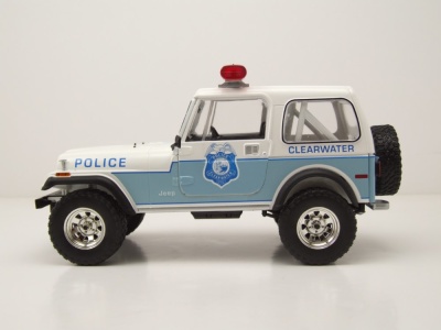 Jeep CJ-7 Clearwater Florida Police Department 1982 weiß blau Modellauto 1:18 Greenlight Collectibles