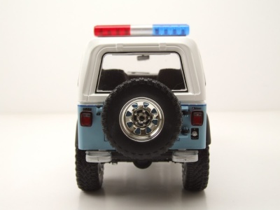 Jeep CJ-7 Clearwater Florida Police Department 1982 weiß blau Modellauto 1:18 Greenlight Collectibles