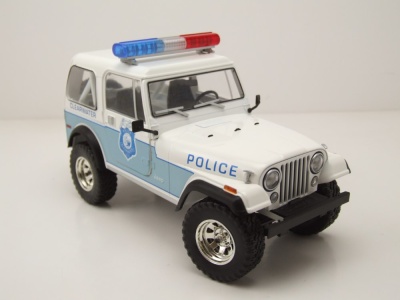 Jeep CJ-7 Clearwater Florida Police Department 1982 weiß blau Modellauto 1:18 Greenlight Collectibles