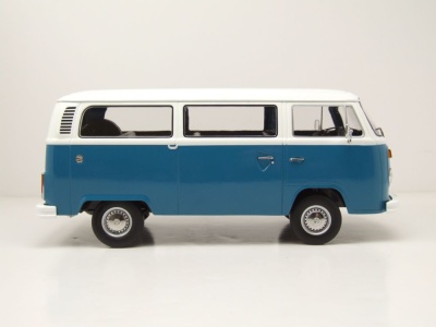VW T2 b Bus 1972 blau weiß Modellauto 1:18 KK Scale