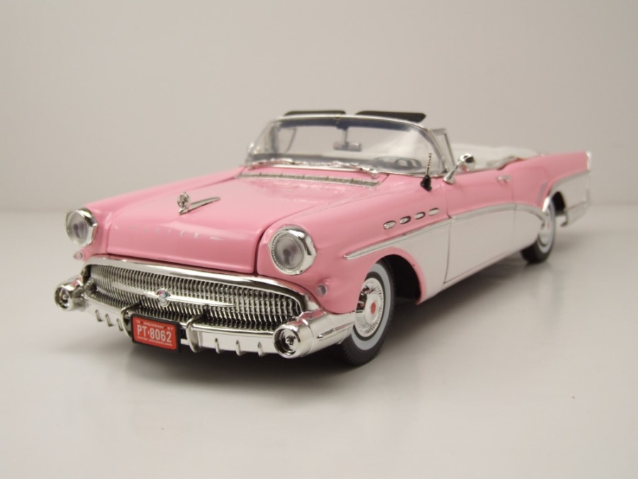 Buick Roadmaster Convertible 1957 rosa weiß Modellauto 1:18 Motormax