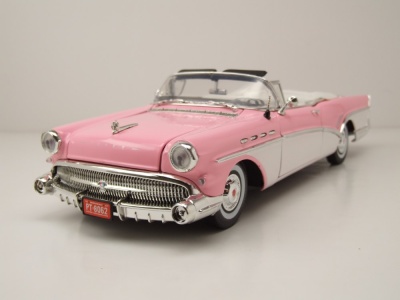 Buick Roadmaster Convertible 1957 rosa weiß Modellauto 1:18 Motormax