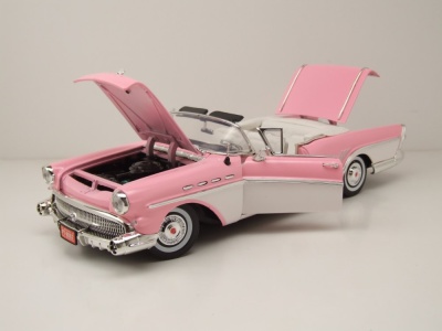 Buick Roadmaster Convertible 1957 rosa weiß Modellauto 1:18 Motormax