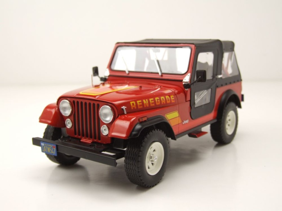 Jeep CJ-7 Renegade 1980 rot schwarz Modellauto 1:24 Whitebox