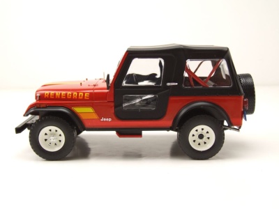 Jeep CJ-7 Renegade 1980 rot schwarz Modellauto 1:24 Whitebox