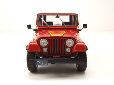 Jeep CJ-7 Renegade 1980 rot schwarz Modellauto 1:24 Whitebox