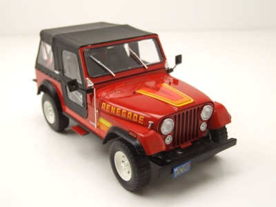 Jeep CJ-7 Renegade 1980 rot schwarz Modellauto 1:24 Whitebox