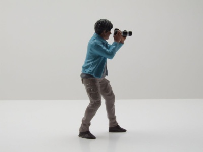 Figur Photographers 1 Mann hellblaue Jacke für 1:18 Modelle American Diorama