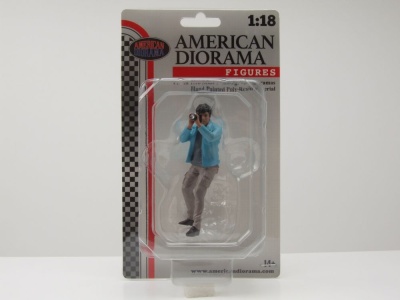 Figur Photographers 1 Mann hellblaue Jacke für 1:18 Modelle American Diorama
