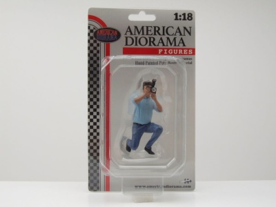 Figur Photographers 3 Mann hellblaues Hemd kniend für 1:18 Modelle American Diorama