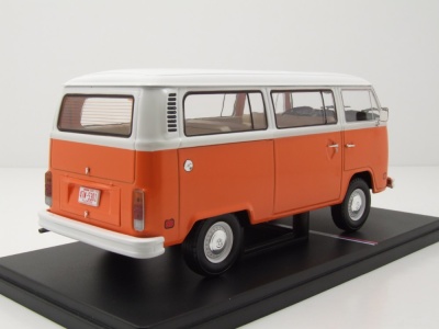 VW T2 Bus 1974 orange weiß Modellauto 1:24 mit Vitrine ixo models