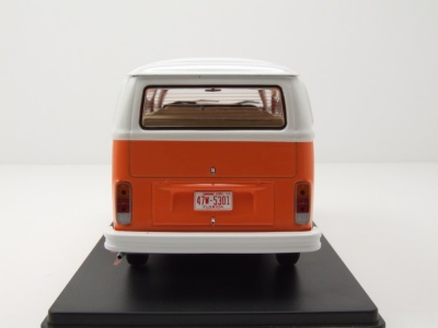 VW T2 Bus 1974 orange weiß Modellauto 1:24 mit Vitrine ixo models