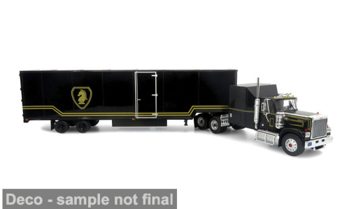GMC General Zugmaschine mit Anhänger 1980 schwarz Modellauto 1:64 ixo models